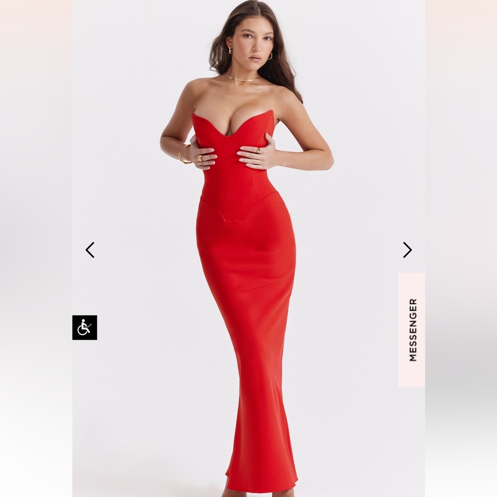 House of CB Tamara Cherry Strapless Corset Dress